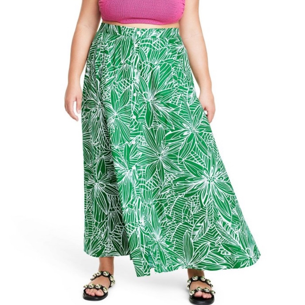 Last🤩Tabitha brown linear floral print maxi skirt